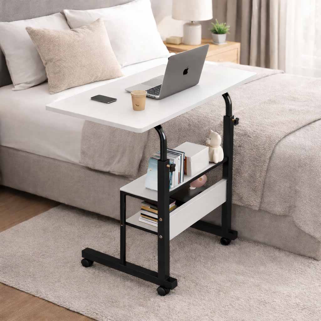 Double layer adjustable table (White)
